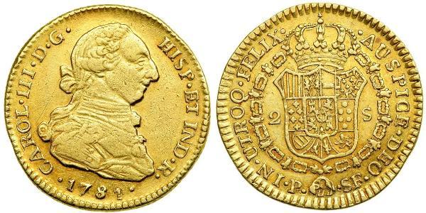 2 Escudo Peru Gold Charles III of Spain (1716 -1788)