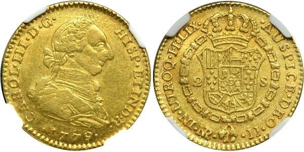 2 Escudo Peru Gold Charles III of Spain (1716 -1788)