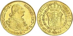 2 Escudo Spanisches Kolonialreich (1700 - 1808) Gold Karl IV (1748-1819)