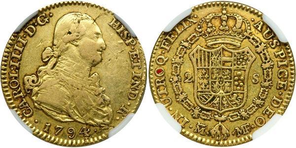 2 Escudo Spanisches Kolonialreich (1700 - 1808) Gold Karl IV (1748-1819)