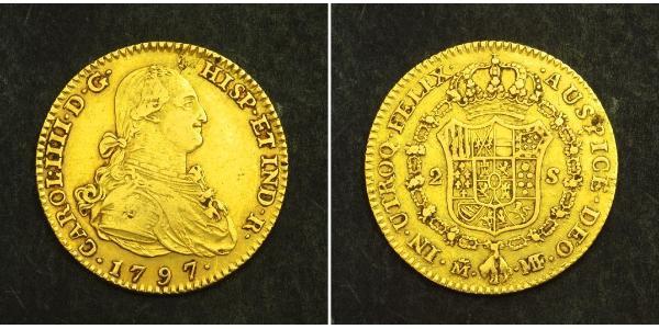 2 Escudo Spanisches Kolonialreich (1700 - 1808) Gold Karl IV (1748-1819)