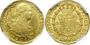 2 Escudo Spanish Empire (1700 - 1808) Gold Charles IV of Spain (1748-1819)