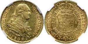 2 Escudo Spanish Empire (1700 - 1808) Gold Charles IV of Spain (1748-1819)