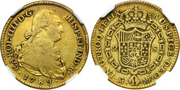 2 Escudo Spanish Empire (1700 - 1808) Gold Charles IV of Spain (1748-1819)