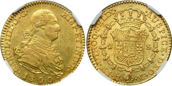 2 Escudo Spanish Empire (1700 - 1808) Gold Charles IV of Spain (1748-1819)