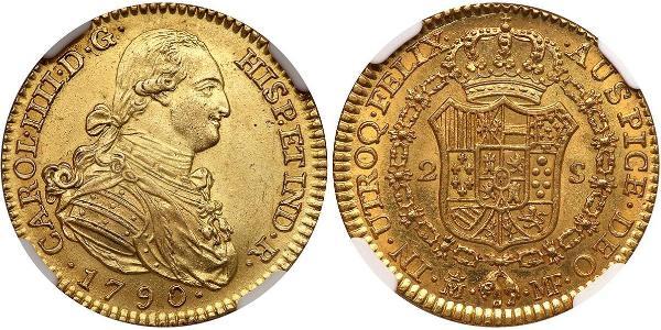 2 Escudo Spanish Empire (1700 - 1808) Gold Charles IV of Spain (1748-1819)