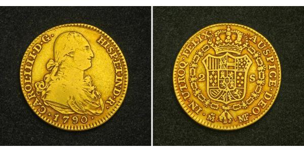 2 Escudo Spanish Empire (1700 - 1808) Gold Charles IV of Spain (1748-1819)