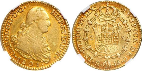 2 Escudo Spanish Empire (1700 - 1808) Gold Charles IV of Spain (1748-1819)