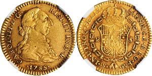 2 Escudo Spanish Mexico  / Kingdom of New Spain (1519 - 1821) Gold Charles III of Spain (1716 -1788)