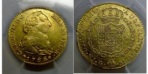 2 Escudo Spanish Mexico  / Kingdom of New Spain (1519 - 1821) Gold Charles III of Spain (1716 -1788)
