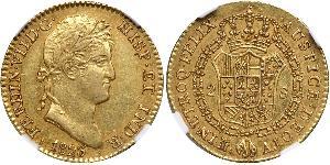 2 Escudo Spanish Mexico  / Kingdom of New Spain (1519 - 1821) Gold Ferdinand VII of Spain (1784-1833)