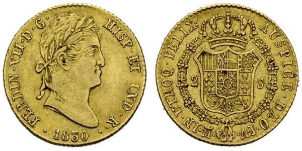 2 Escudo Spanish Mexico  / Kingdom of New Spain (1519 - 1821) Gold Ferdinand VII of Spain (1784-1833)