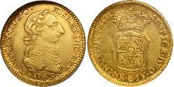 2 Escudo Viceroyalty of New Granada (1717 - 1819) Gold Charles III of Spain (1716 -1788)