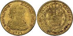 2 Escudo Spanish Mexico  / Kingdom of New Spain (1519 - 1821) Gold Charles III of Spain (1716 -1788)