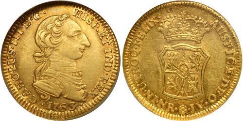 2 Escudo Viceroyalty of New Granada (1717 - 1819) Gold Charles III of Spain (1716 -1788)