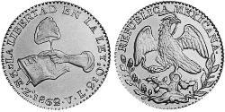 2 Escudo Estados Unidos Mexicanos (1846 - 1863) Oro 