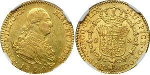 2 Escudo Imperio español (1700 - 1808) Oro Carlos IV de España (1748-1819)