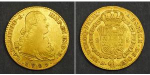 2 Escudo Imperio español (1700 - 1808) Oro Carlos IV de España (1748-1819)