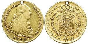 2 Escudo Imperio español (1700 - 1808) Oro Carlos IV de España (1748-1819)