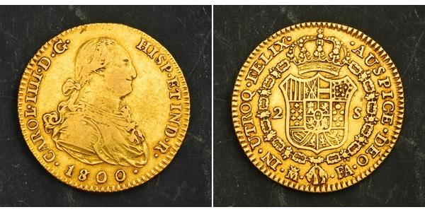 2 Escudo Imperio español (1700 - 1808) Oro Carlos IV de España (1748-1819)