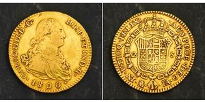 2 Escudo Impero spagnolo (1700 - 1808) Oro Carlo IV di Spagna (1748-1819)