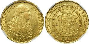 2 Escudo Impero spagnolo (1700 - 1808) Oro Carlo IV di Spagna (1748-1819)