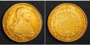 2 Escudo Impero spagnolo (1700 - 1808) Oro Carlo IV di Spagna (1748-1819)