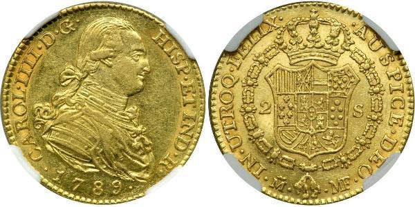 2 Escudo Impero spagnolo (1700 - 1808) Oro Carlo IV di Spagna (1748-1819)