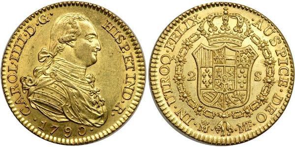 2 Escudo Impero spagnolo (1700 - 1808) Oro Carlo IV di Spagna (1748-1819)