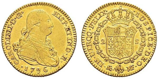 2 Escudo Perù Oro Carlo III di Spagna (1716 -1788)