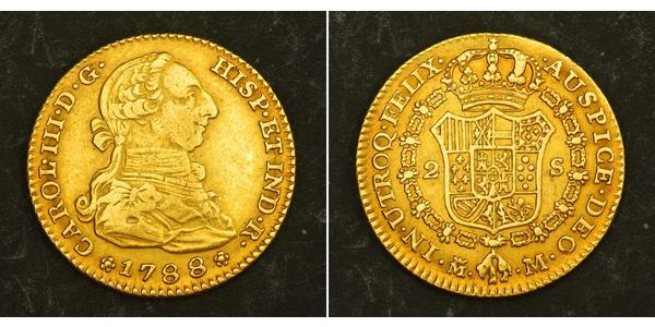 2 Escudo Perù Oro Carlo III di Spagna (1716 -1788)