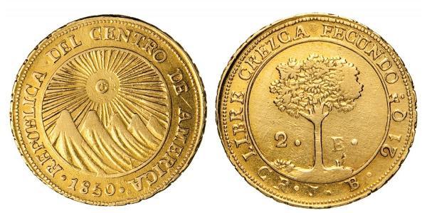 2 Escudo República Federal de Centro América (1823 - 1838) / Costa Rica Oro 
