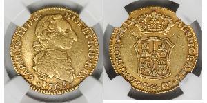 2 Escudo Virreinato de Nueva Granada (1717 - 1819) Oro Carlos III de España (1716 -1788)