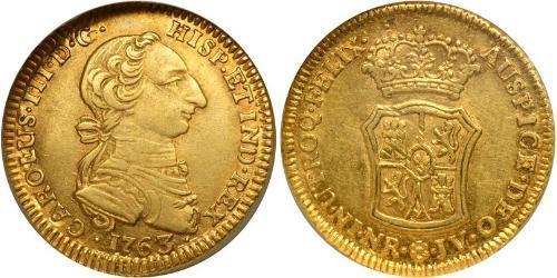2 Escudo Virreinato de Nueva Granada (1717 - 1819) Oro Carlos III de España (1716 -1788)