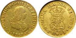 2 Эскудо Новая Гранада (1717 - 1819) Золото Карл III король Испании (1716 -1788)