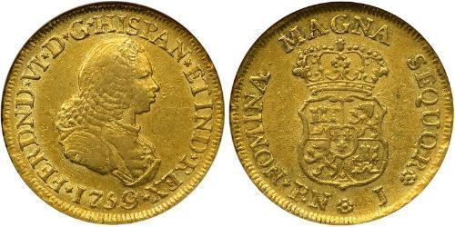 2 Escudo 新格拉納達總督轄區 (1717 - 1819) 金 费尔南多六世 (1713-1759)