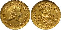 2 Escudo 新西班牙總督轄區 (1535 - 1821) 金 费尔南多六世 (1713-1759)