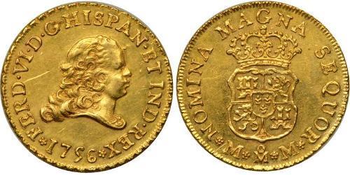 2 Escudo 新西班牙總督轄區 (1535 - 1821) 金 费尔南多六世 (1713-1759)