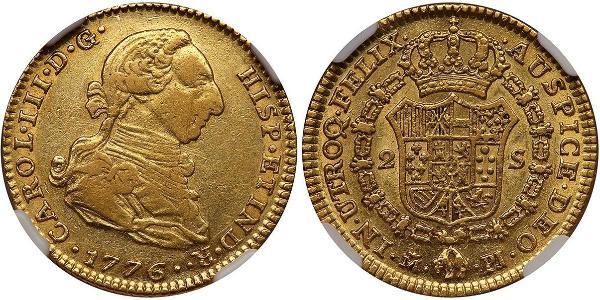 2 Escudo 秘鲁 金 卡洛斯三世 (西班牙) (1716 -1788)