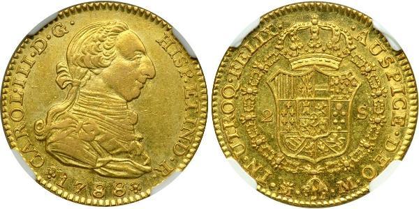 2 Escudo 秘鲁 金 卡洛斯三世 (西班牙) (1716 -1788)