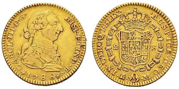 2 Escudo 秘鲁 金 卡洛斯三世 (西班牙) (1716 -1788)