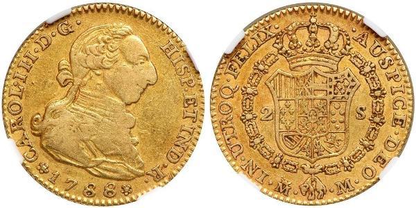2 Escudo 秘鲁 金 卡洛斯三世 (西班牙) (1716 -1788)
