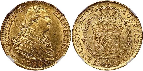 2 Escudo 西班牙帝國 金 卡洛斯四世 (1748-1819)