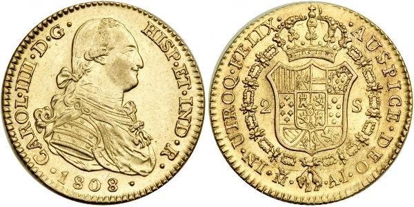 2 Escudo 西班牙帝國 金 卡洛斯四世 (1748-1819)