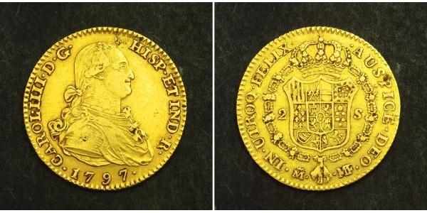 2 Escudo 西班牙帝國 金 卡洛斯四世 (1748-1819)