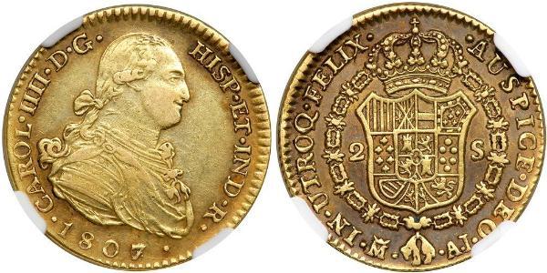 2 Escudo 西班牙帝國 金 卡洛斯四世 (1748-1819)
