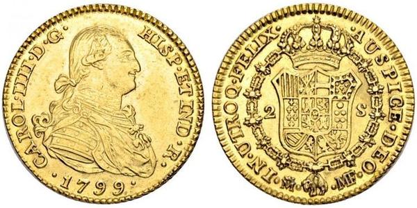 2 Escudo 西班牙帝國 金 卡洛斯四世 (1748-1819)