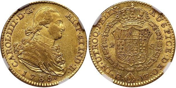 2 Escudo 西班牙帝國 金 卡洛斯四世 (1748-1819)