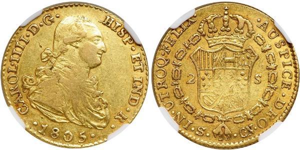 2 Escudo 西班牙帝國 金 卡洛斯四世 (1748-1819)