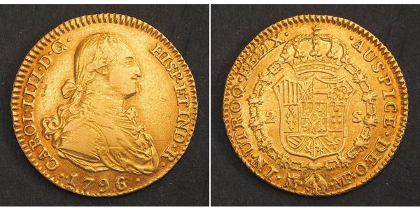 2 Escudo 西班牙帝國 金 卡洛斯四世 (1748-1819)